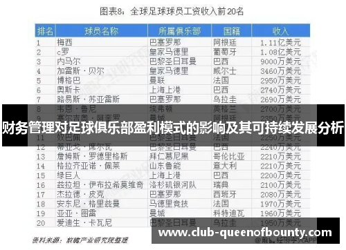 财务管理对足球俱乐部盈利模式的影响及其可持续发展分析